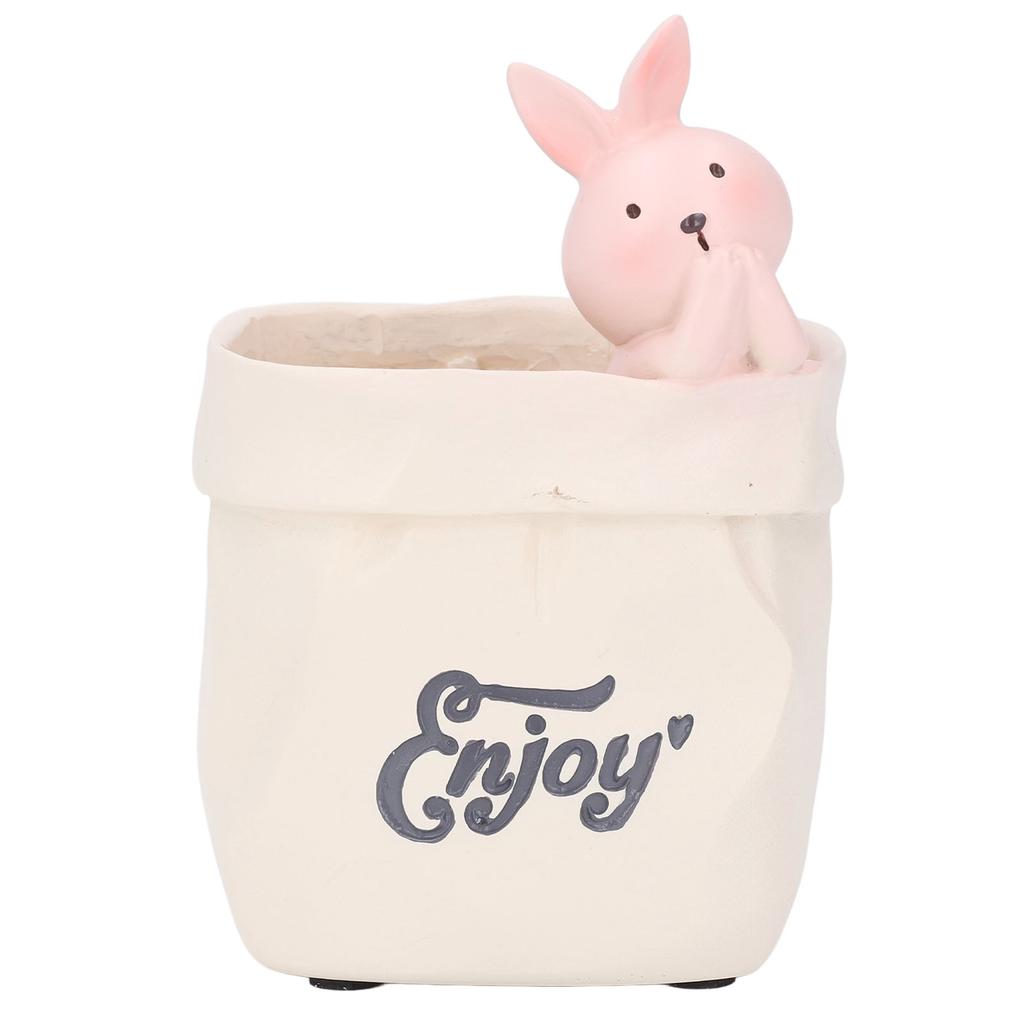 Pen Pencil Holder Desktop Ornament Resin Cute Animal In Grocery Bag Small Succulent Planter for