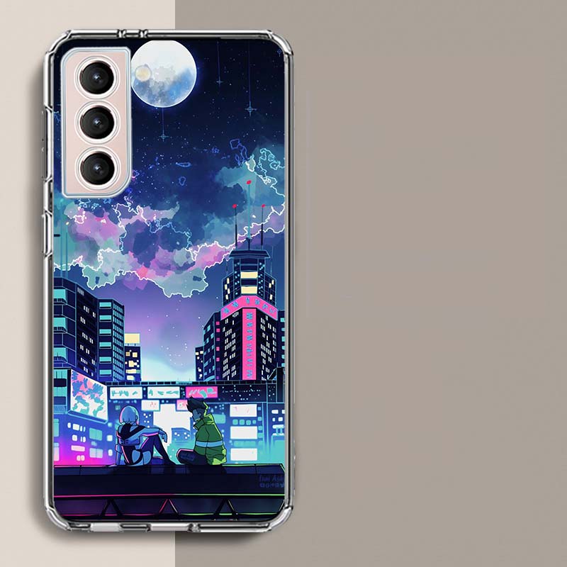 E-Edgerunners Cartoon C-Cyberpunk Phone Case For Samsung Galaxy S25 Edge S24 S23 FE S21 S20 S10 Plus S22 S26 Ultra Cover Clear C