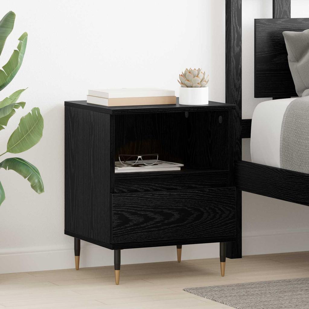 Nightstand Set of 2 Black Oak Effect 40 x 35 x 50 cm