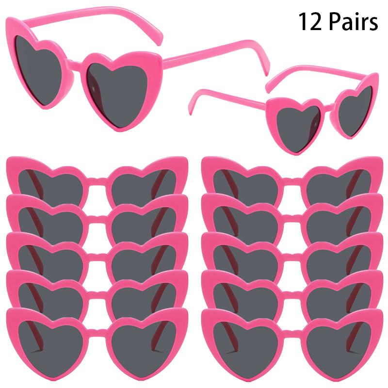 12/16 Pairs Per Set Heart Shaped Sunglasses Women Stylish Vintage Design Decor Sun Glasses Trendy Fashion Cute Outdoor Shades