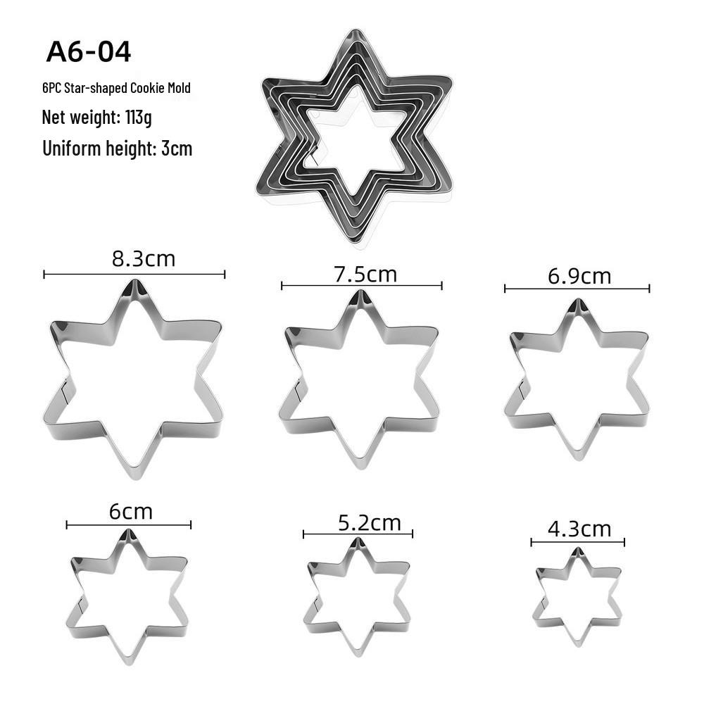 Stainless Steel Cookie & Fruit Cutter Set - Pentagram, Four-Pointed Star, Heart, Square, Rectangle Shapes