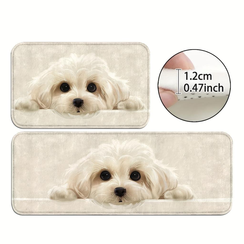 1Pcs Anti Fatigue Kitchen Rugs,Dog Design Print Waterproof Non-Slip Thick Cushioned Kitchen Mat Heavy Duty Comfort Standing Mat for Kitchen