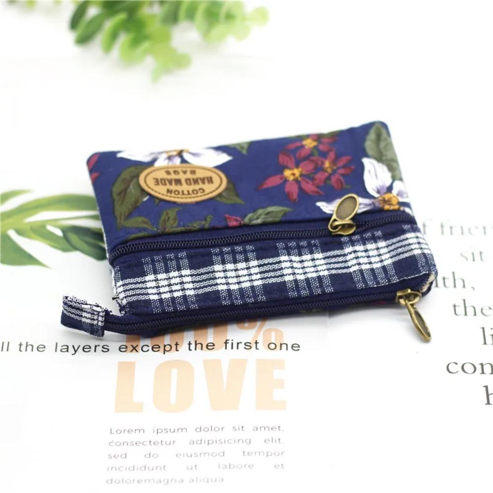 Fashion Flower Multi-layer Cotton Fabric Coin Purse Women Card Wallet Small Change Bag Retro Canvas Female Hand Purses Pouch New