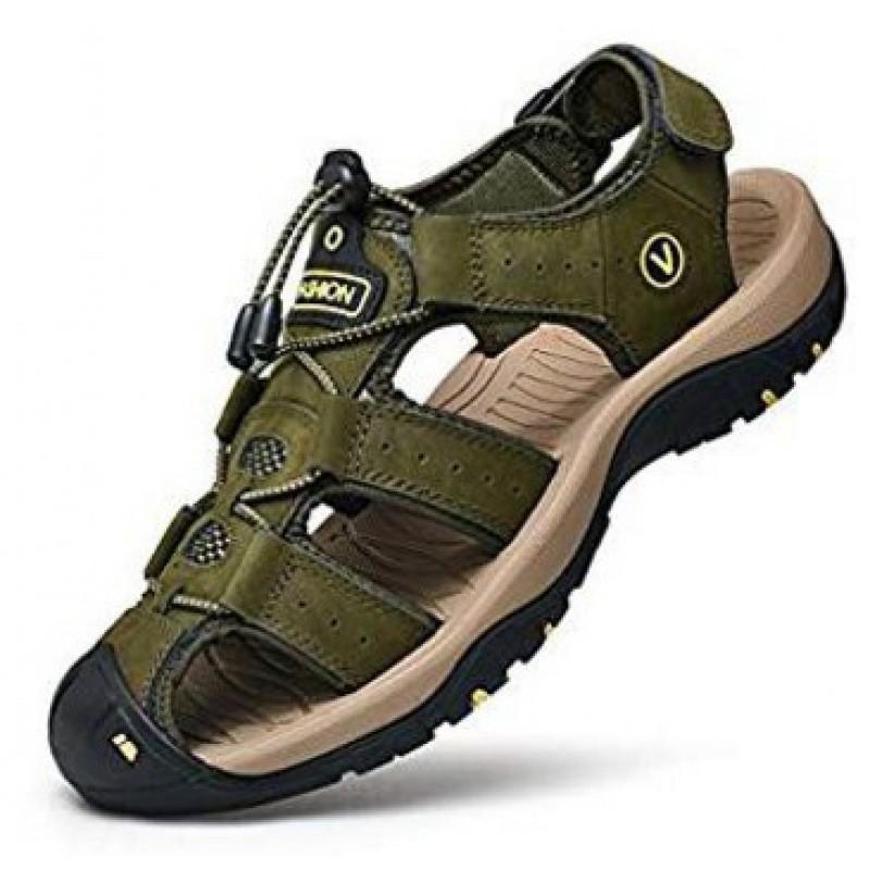 2025 Herren Sommer Leder Zehenbedeckte Sandalen - Lässige Strand- & Outdoor Wasserschuhe