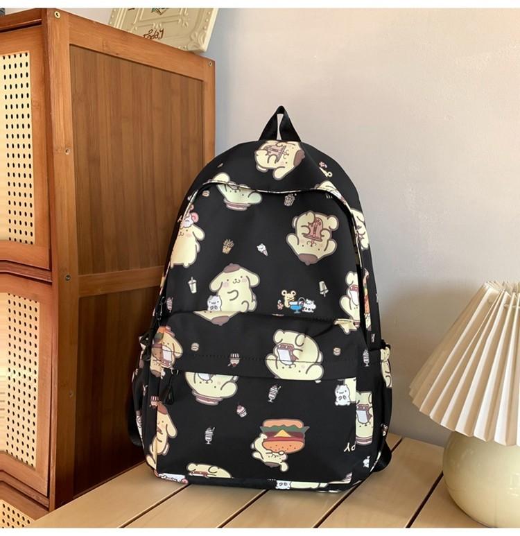 Trendy Lightweight Cartoon School Backpack For Teens Stylish Comfortable Nylon Design чёрный