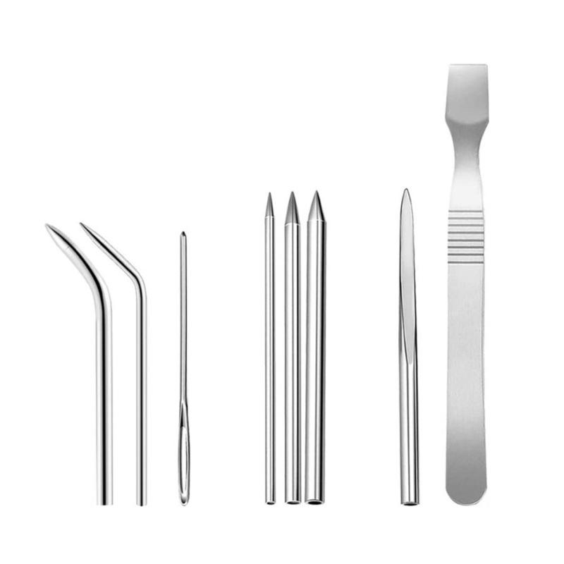 Portable Knotter Tools Stainless Steel Lacing Needle and Smoothing Tool Fit for Leather Fit for DIY Craft Supplies