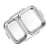 Stainless Steel Lunch Box Container Sealed Odorproof 2 Compartment Portable Square 1.2L Grey