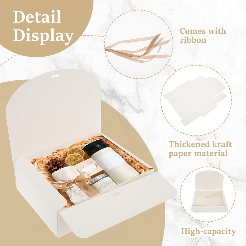 10Pcs Gift Boxes with Lids Ribbon Kraft Paper Gift Box Paper Present Box Cupcake Wedding Packaging Birthday Decor Christmas Gift