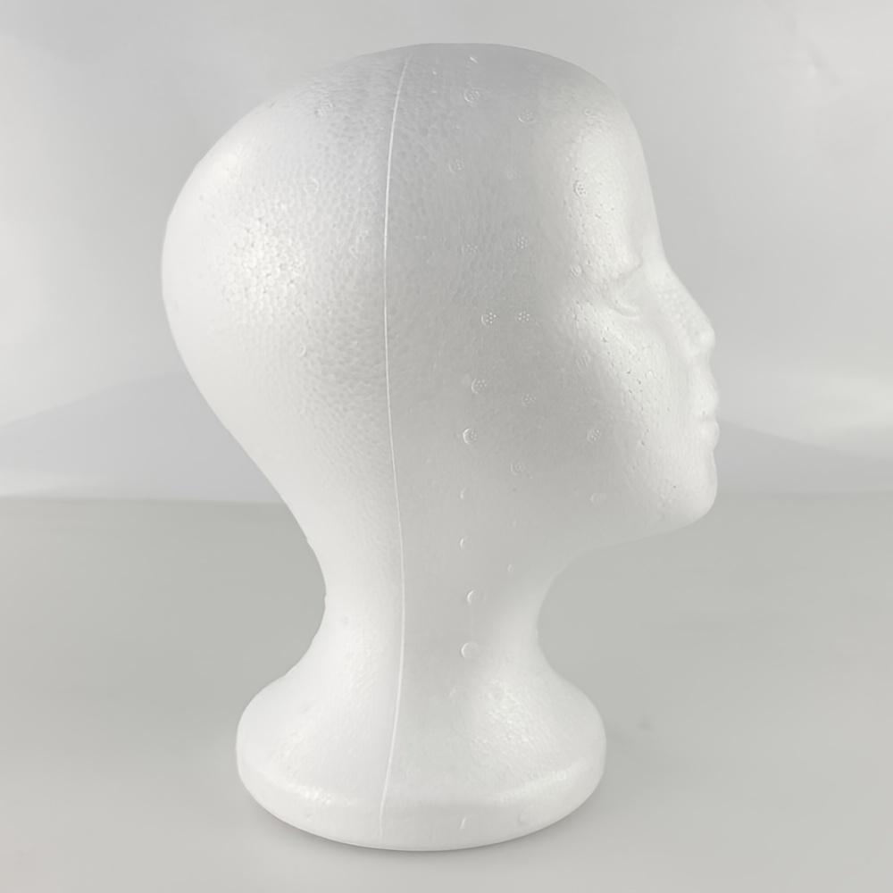 White Foam Head Mannequin for Wig Styling, Placement, Cosplay and Wig Display, Pin-Inserting Form for Wig Arrangement and Hair Styling
