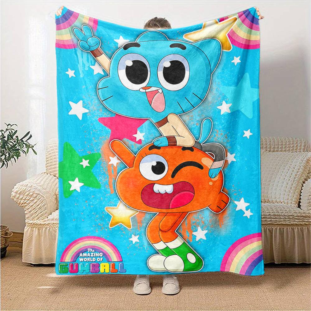 Gumball Darwin Adventure Flannel Blanket Super Soft Warm Cozy Blanket For Sofa Bed Office Travel Allseason Home Decor Gift