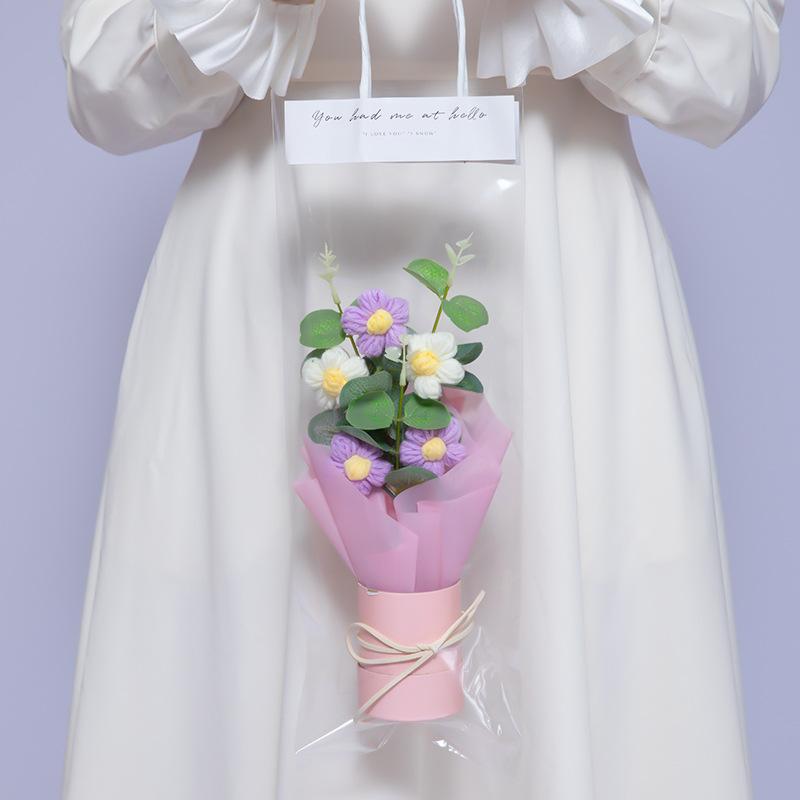 

Новый Милый Букет Готовое Изделие Вязаные Крючком Украшения Ручной Вязки Цветок Вязаный Крючком Цветочный Букет