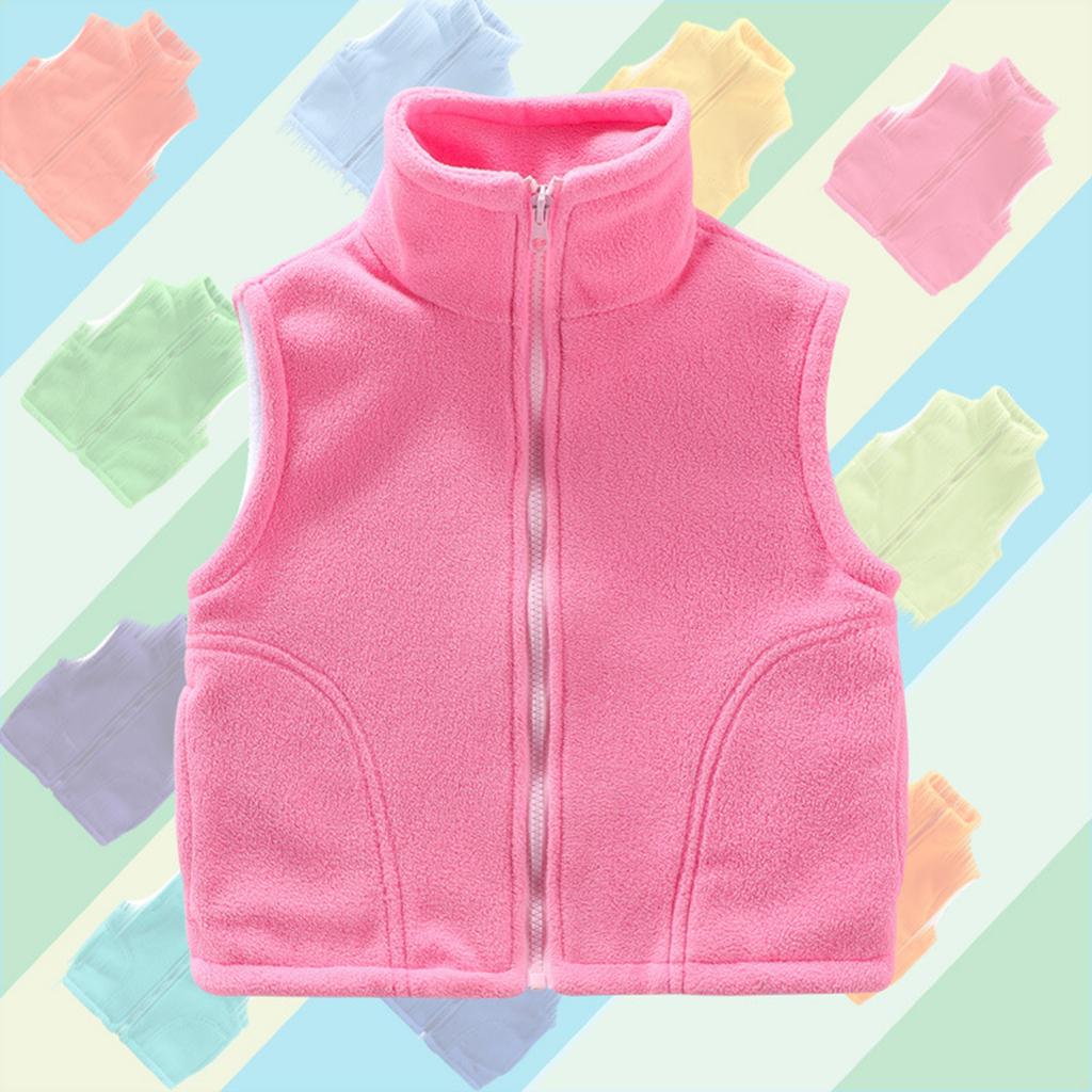 Children's Solid-color Vests Thickened Cardigan Jackets For Girls And Boys