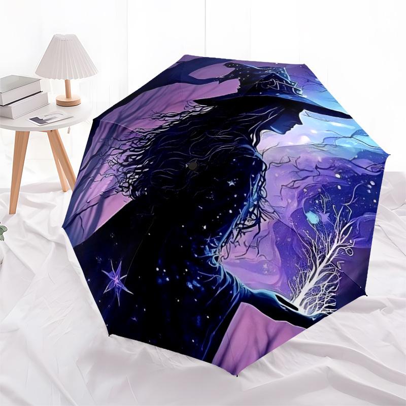 1pc Witchcraft Fantasy Automatic Open/Close Umbrella, Windproof, Folding Compact Umbrella with Lightweight Design for Women/Men068