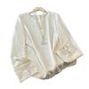 Women's Chinese Style Jacquard Embroidery Satin Shirt - Loose Fit, Round Neck