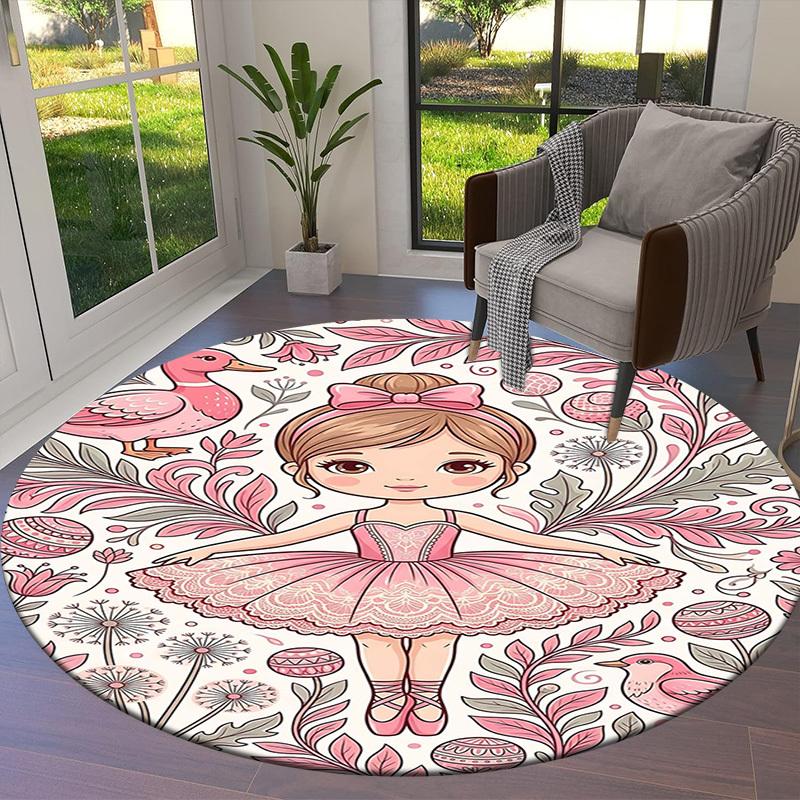 1PC Ballerina Flowers Non-Slip Floor Round carpet, Office, family, bedroom, Large Area Rug Indoor Rugs,  Durable PolyesterH0376