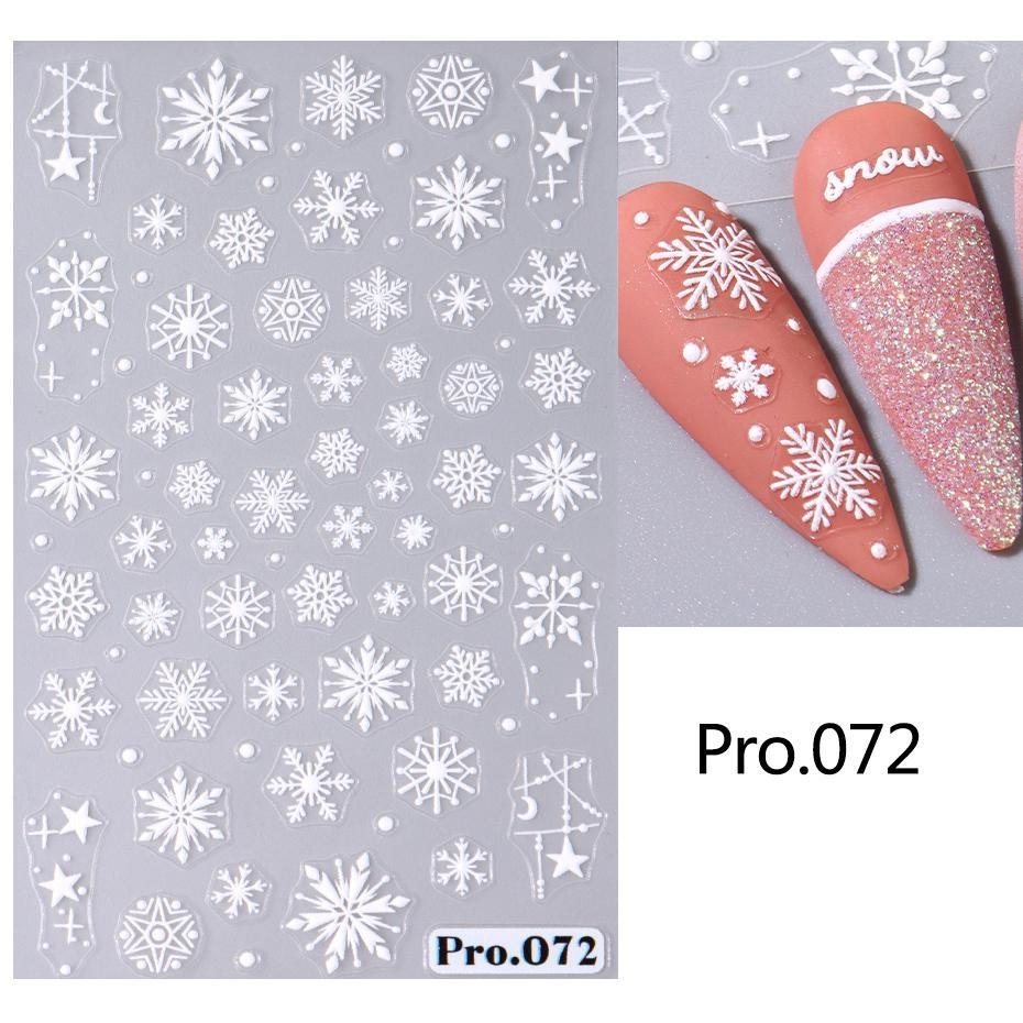 Winter 5D Nail Stickers White Snowflakes Flowers Geometric Lines Stars Adhesive Decals New Year Nail Art Charm Foils Decor LAPro