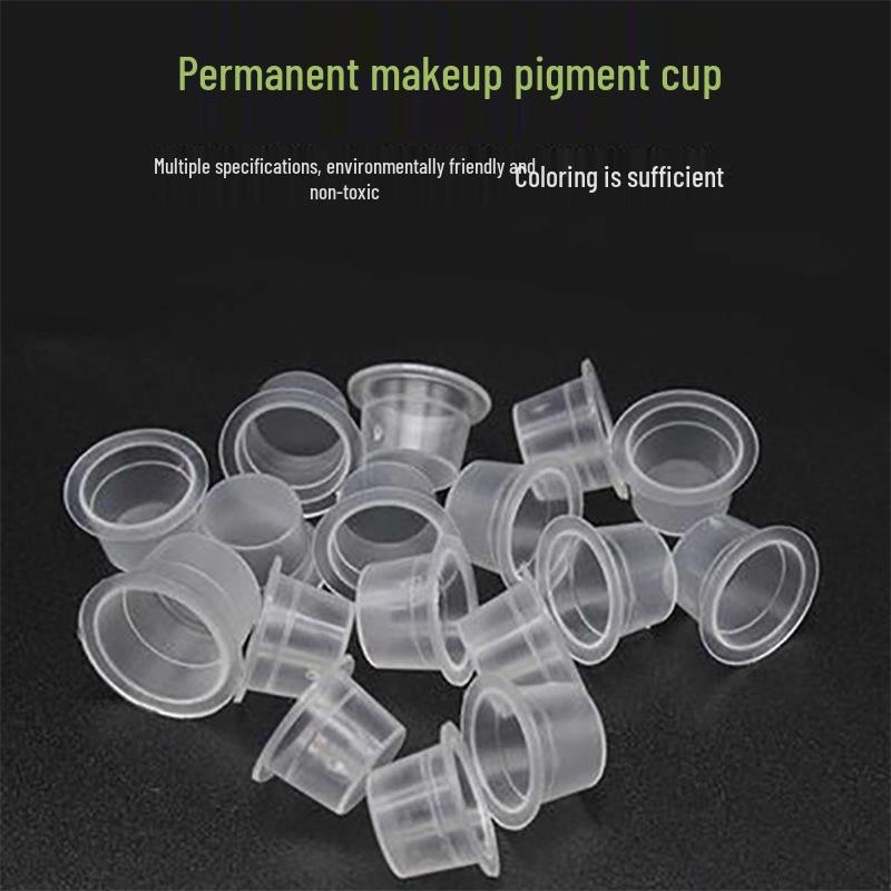 Transparent Disposable Microblading Pigment Cup - Hard Plastic Container for Semi-Permanent Makeup