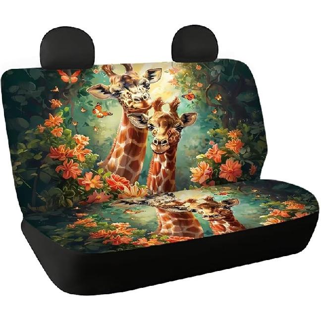 Dolyues Camo Hunting Back Seat Bench Covers & Backrest Covers for Men Cool Cars Seat Covers Protector Full Set 2 Pcs Rear Seats Pet Dog Paws Seat