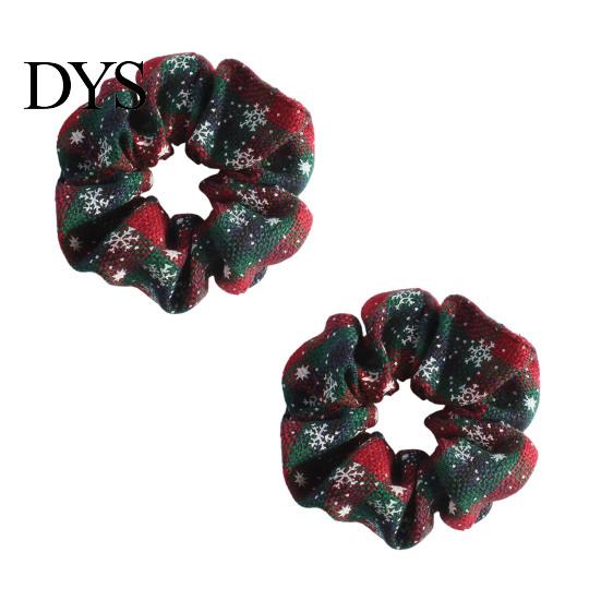 Knitted Elastic Hair Ties 2Pcs Christmas Plaid Scrunchies with Snowflake Patterns for Women Girls, Soft Versatile Bands Holiday Hairstyles,
