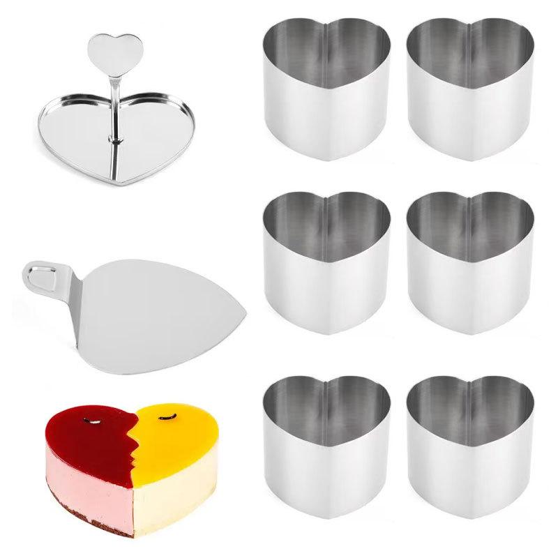 6 Pcs Cake Ring Molds Seamless Mousse Rings with Pusher & Lifter Stainless Steel Pastry Baking Molds eel Pastry Baking Molds