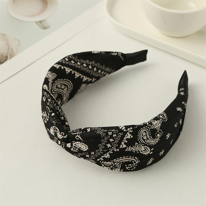 

Модные женские и дамские белые черные повязки на голову с принтом «кешью», широкополые