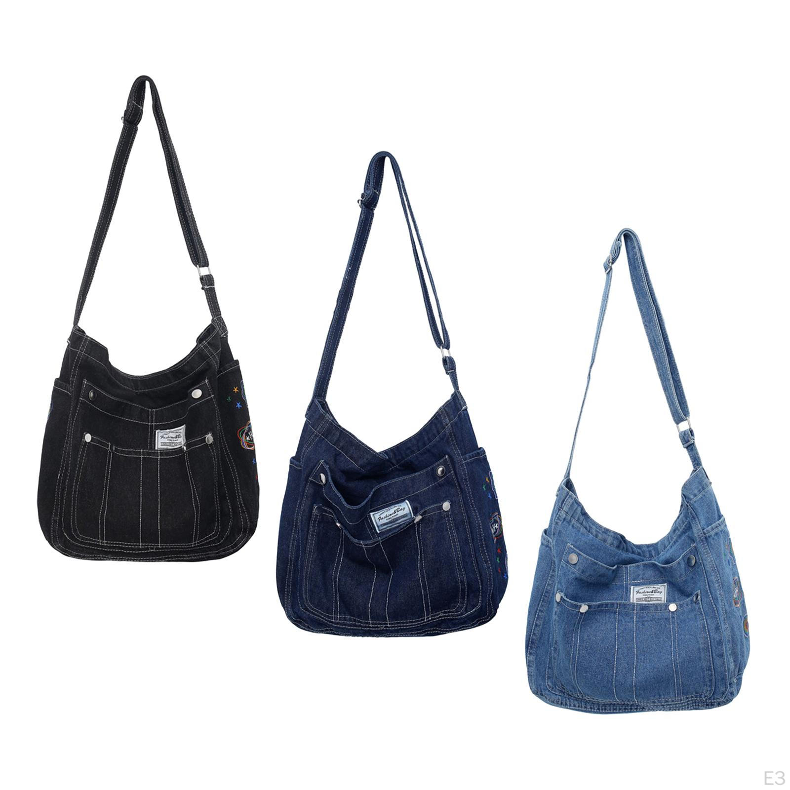 Джинсовая сумка через плечо Стильная сумка-тоут на молнии для путешествий в отпуск — фото 3