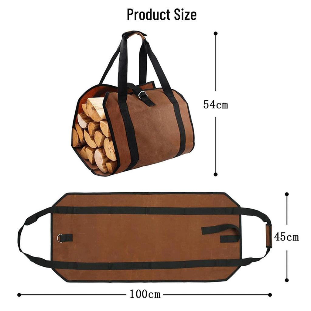 Large Capacity Wear-Resistant Canvas Firewood Carry Bag