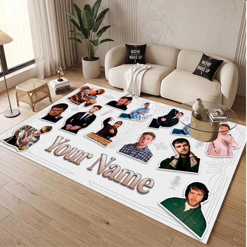 Custom Name Crystal Velvet Rug,Alex Warren Comfortable Anti Slip Floor Mat For Room Decoration