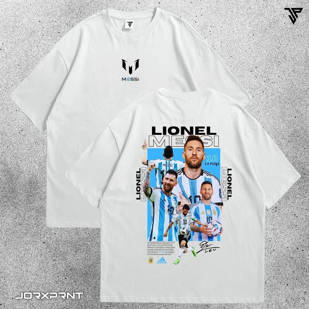 

Графическая футболка Messi Хлопковый джерси Оверсайз Y2k Мужская Женская С коротким рукавом Спортивная Удобная Повседневная Свободная Женская Мужская Одежда 4XL