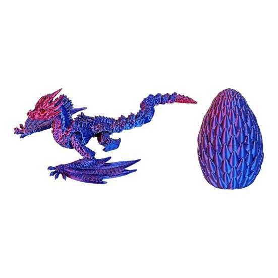 

3D Printed Dragon Egg Figurine Movable Joints Flying Dragon Figure Fidget Toy Dragon Egg with Articulated Dragon Inside Decoration Ornament B