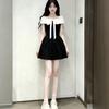 Korean Summer Sexy Bow Black Dress Women's Summer Sexy Waist Thin Atmosphere Short Skirt