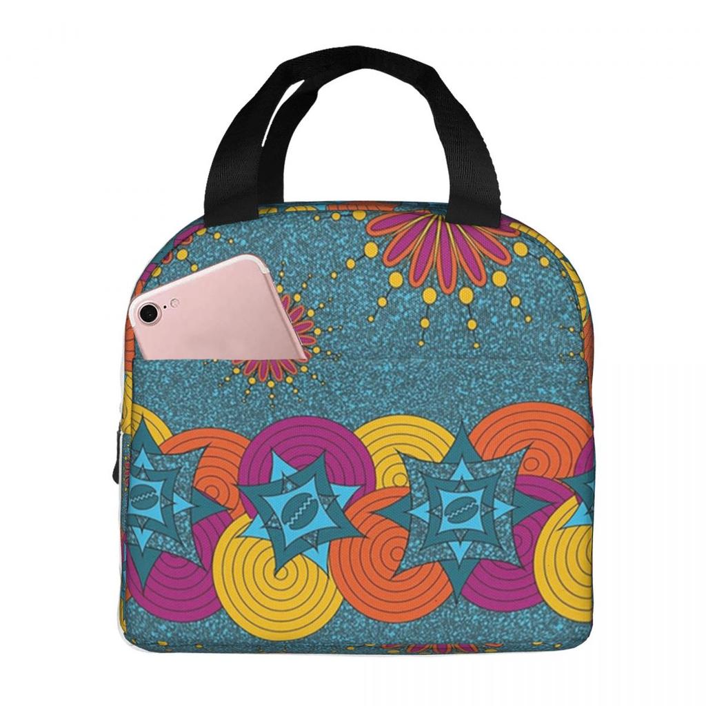 Sac à lunch isotherme Ankara Wax Hollandais Motif Africain pour Femmes Enfants Boîtes Alimentaires Portables Boîte à lunch thermique Sac fourre-tout
