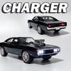 AAZV1 1:24 Charger Alloy Diecast Car Model Toys Mini Vehicles 4 Doors Opened Pull Back Sound Light Simulation Toy Cars for Boys Gifts