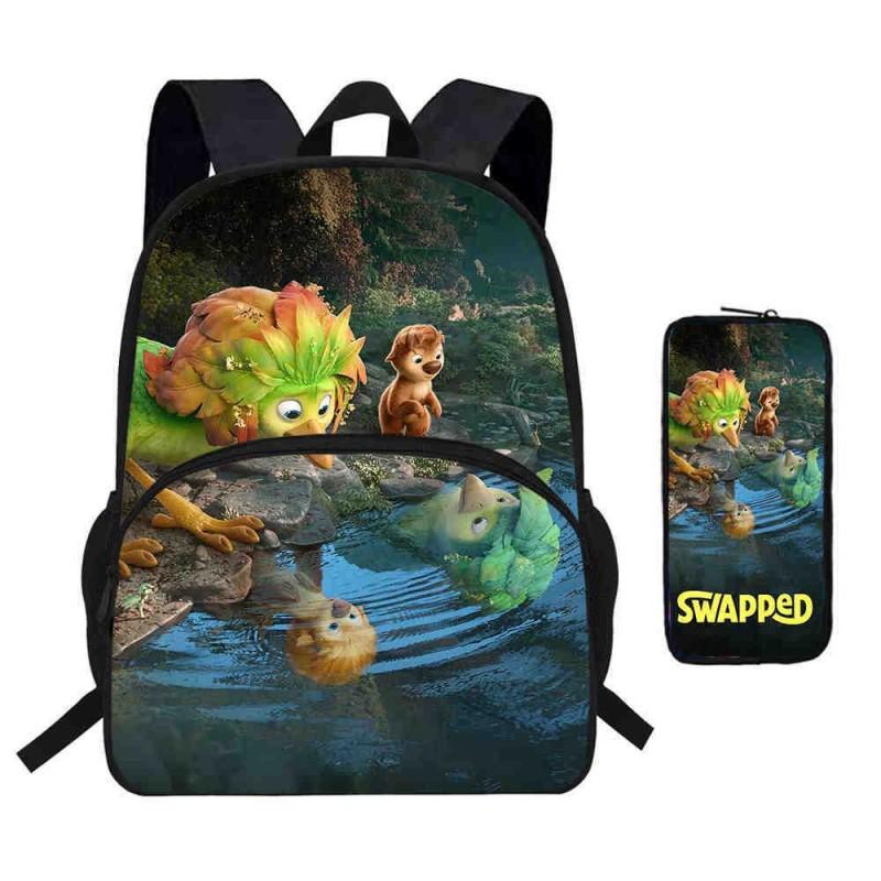 Kinder Cartoon Rucksack Federmäppchen Set Schule Leicht Wirbelsäulenfreundlich Atmungsaktiv Oxford Stoff Mit Lustigem Druckdesign