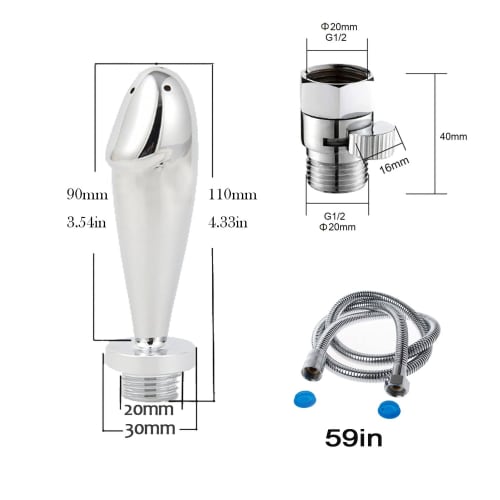 Shower Douche Enema Kit, 5-Hole Shower Dash Cleansing System, Regulator, 59-Inch Hose