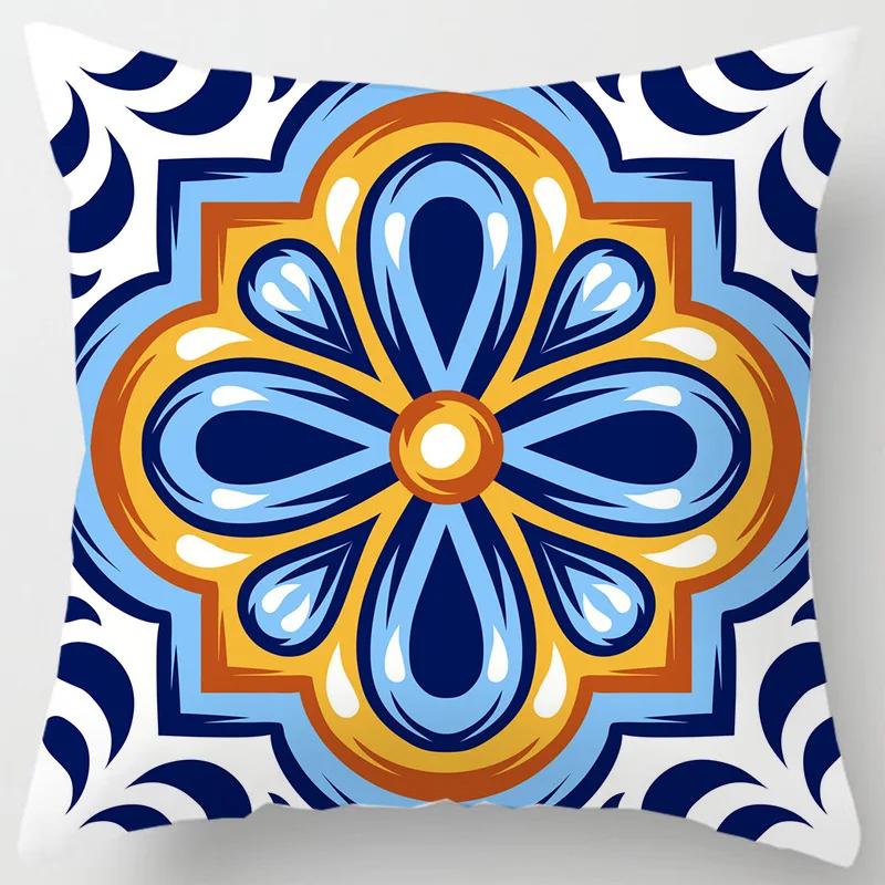 Colorful national floral antique porcelain print Pillowcase Comfortable sofa car Seat cushion cover Bohemian Hippie home decor
