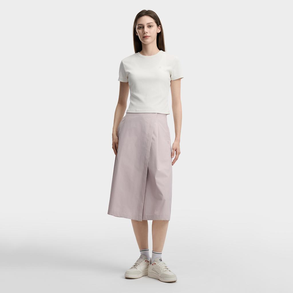 FILA White Fashion Simple Elegant Versatile Loose Comfortable Skirt Pants Casual Long Skirt Women skirts Lotus-Gray-Pink F11W623301FPK