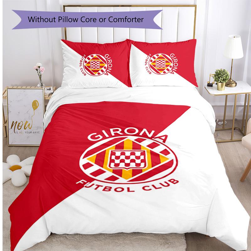 Girona FC Printed 3PCS Bedding Set Breathable Duvet Cover with Pillowcases Decorative Bed Linen for Bedroom Home