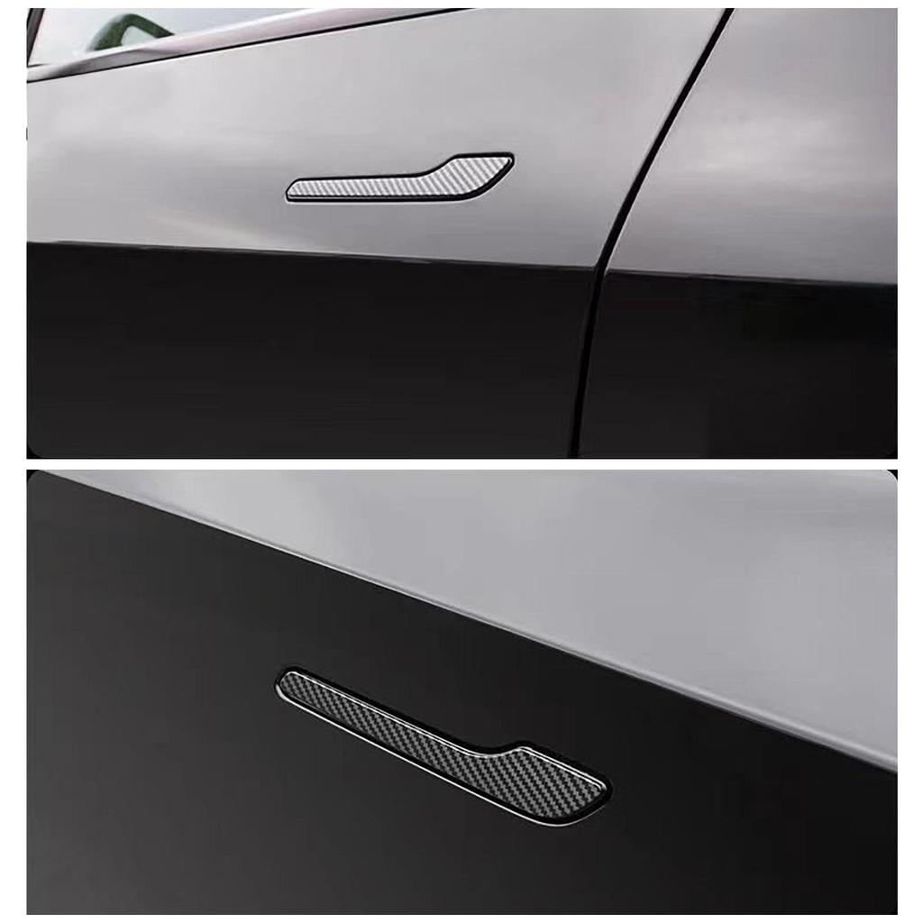 Tesla Model Y Naklejka Dekoracyjna Odporna na Zarysowania z Włókna Węglowego na Klamkę Drzwi