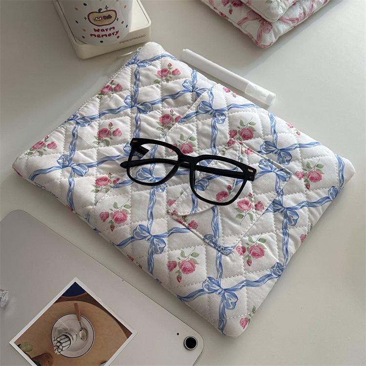 TS JYL laptop bag,Korean Floral Laptop Bag 11-inch iPad Sleeve 13.3-15-inch Tablet Storage Bag 11 inch vertical style синий