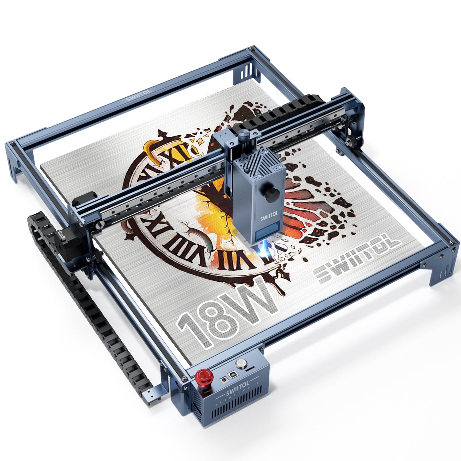 

Лазерный гравер Swiitol C18 Pro мощностью 18 Вт с высокоскоростным высокоточным лазерным гравировальным станком 0,01 мм EU Plug серый