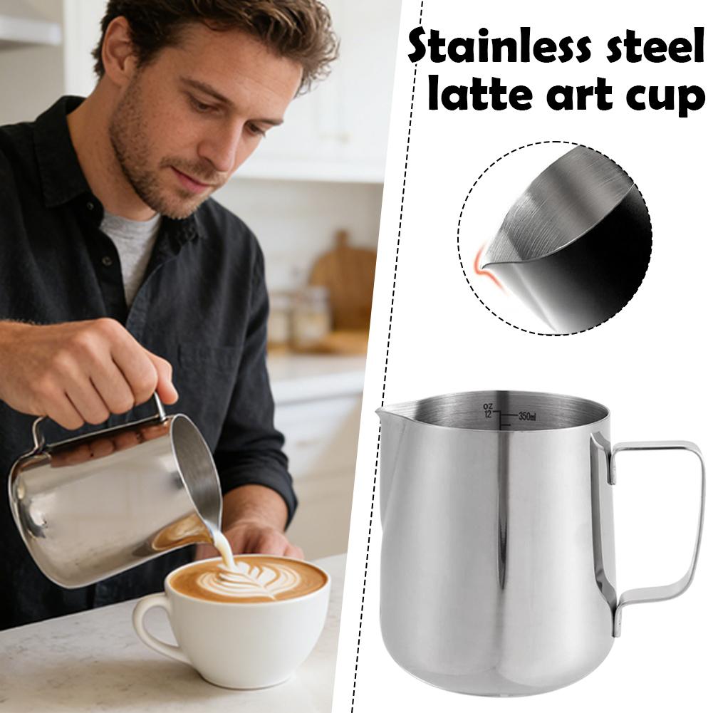 Stainless Steel Coffee Latte Art Mug Milk Creamer Frothing Pitcher With Scale Coffee Needle Nosed Cup Home Coffee Latte Mug
