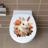 Cute Bunny Flower Toilet Stickers, Waterproof Removable Decals for Bathroom Restroom Decor, Self-Adhesive