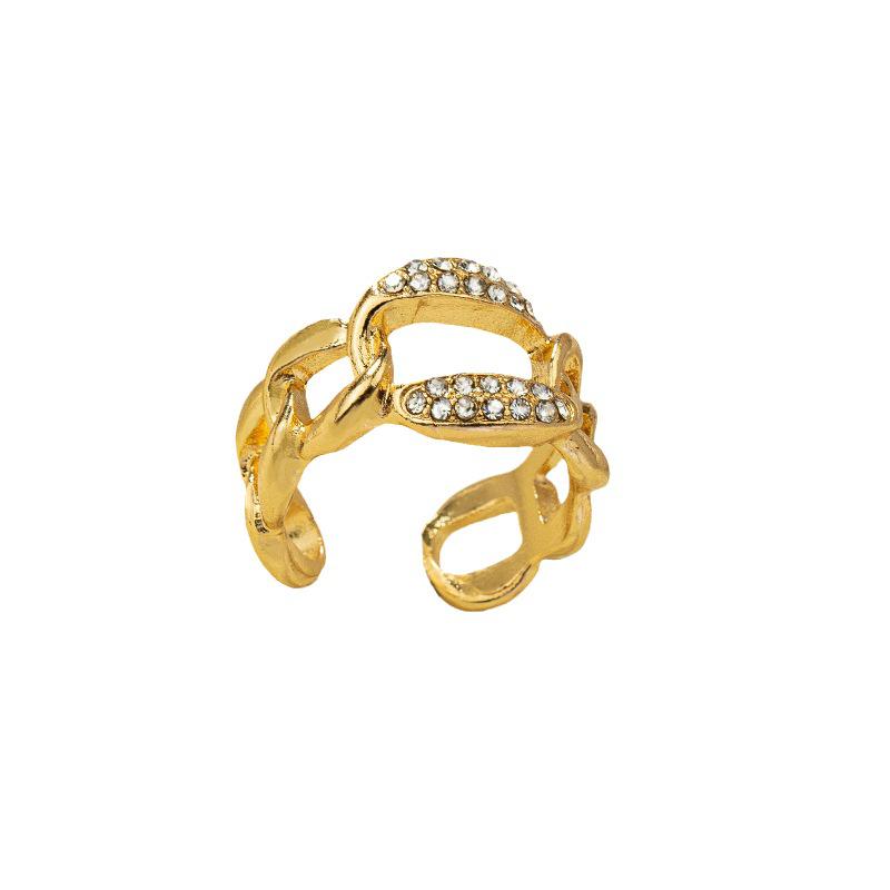 Korean Style Diamond Inlaid Open Index Finger Ring for Women