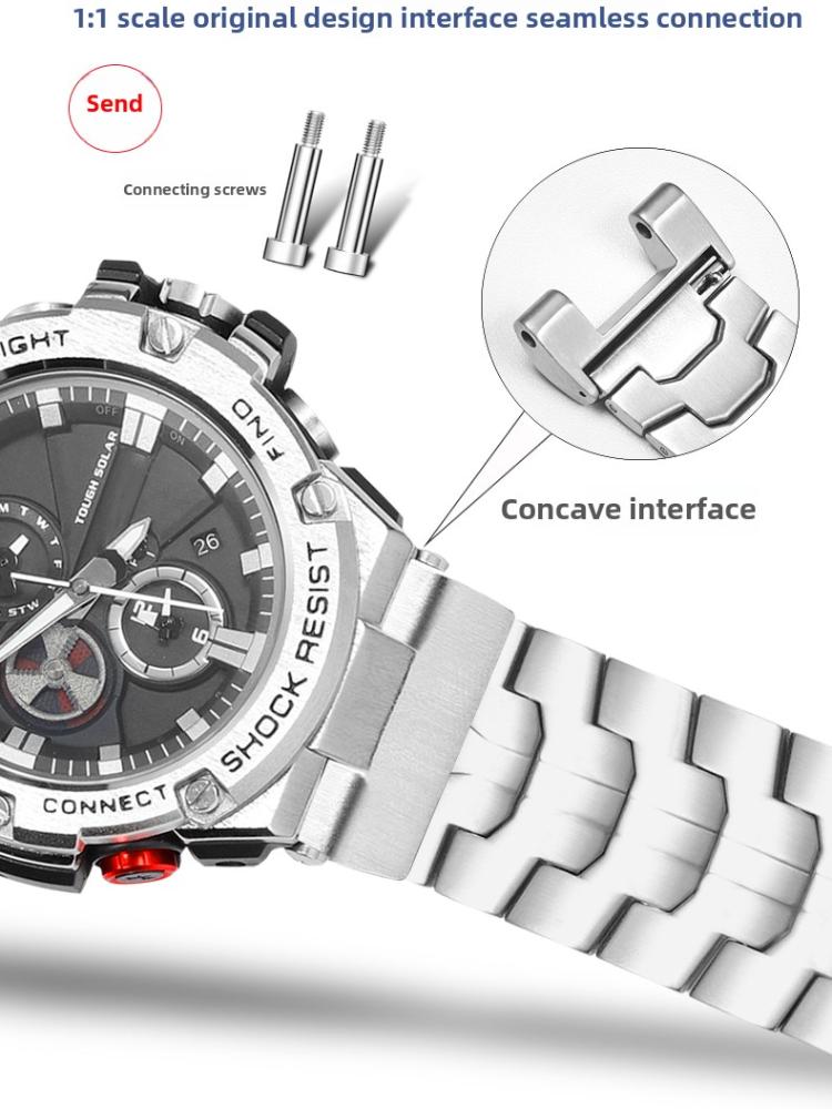 For Casio G-SHOCK GST Series GST-210/W120L/S130L/S310 GST-B100 W300/400G Men WatchBand Titanium Alloy Steel Modified Watch Strap
