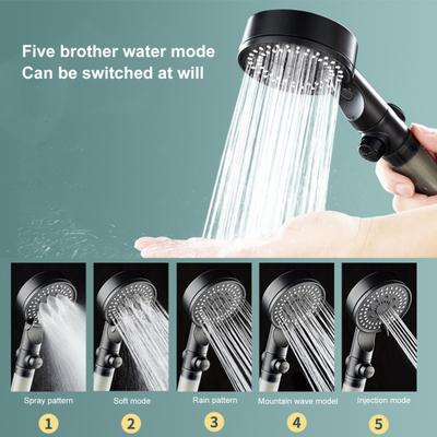 High Pressure Filtered Shower Head with Handheld 5 Spray Mode Showerhead Booster Technology Spa-like Shower Head for Bedroom Hotel