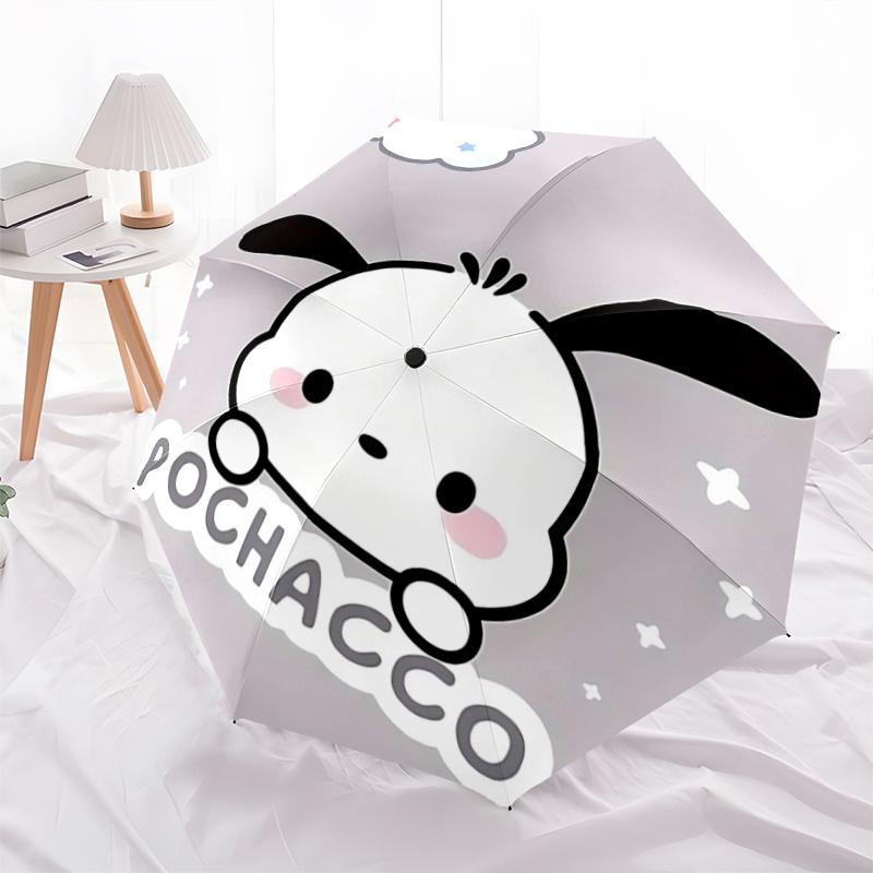 1pc Pochacco Automatic Folding Umbrella - Portable 3-Fold Design with 8-Bone Iron Frame for Outdoor Use, Perfect Gift for Fans, Travelers, and Daily U