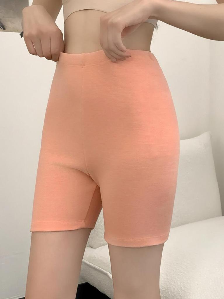 High-Waisted Seamless Women's Thermal Plush Leggings - Tummy-Control, Slimming, Fleece-Lined Wool and Silk Safety Shorts