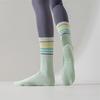 1 Pair Yoga Socks Anti Slip Silicone Mid-Calf Women Sports Socks 95% Cotton Sweat-Absorbent Anti-Odor Breathable Socks