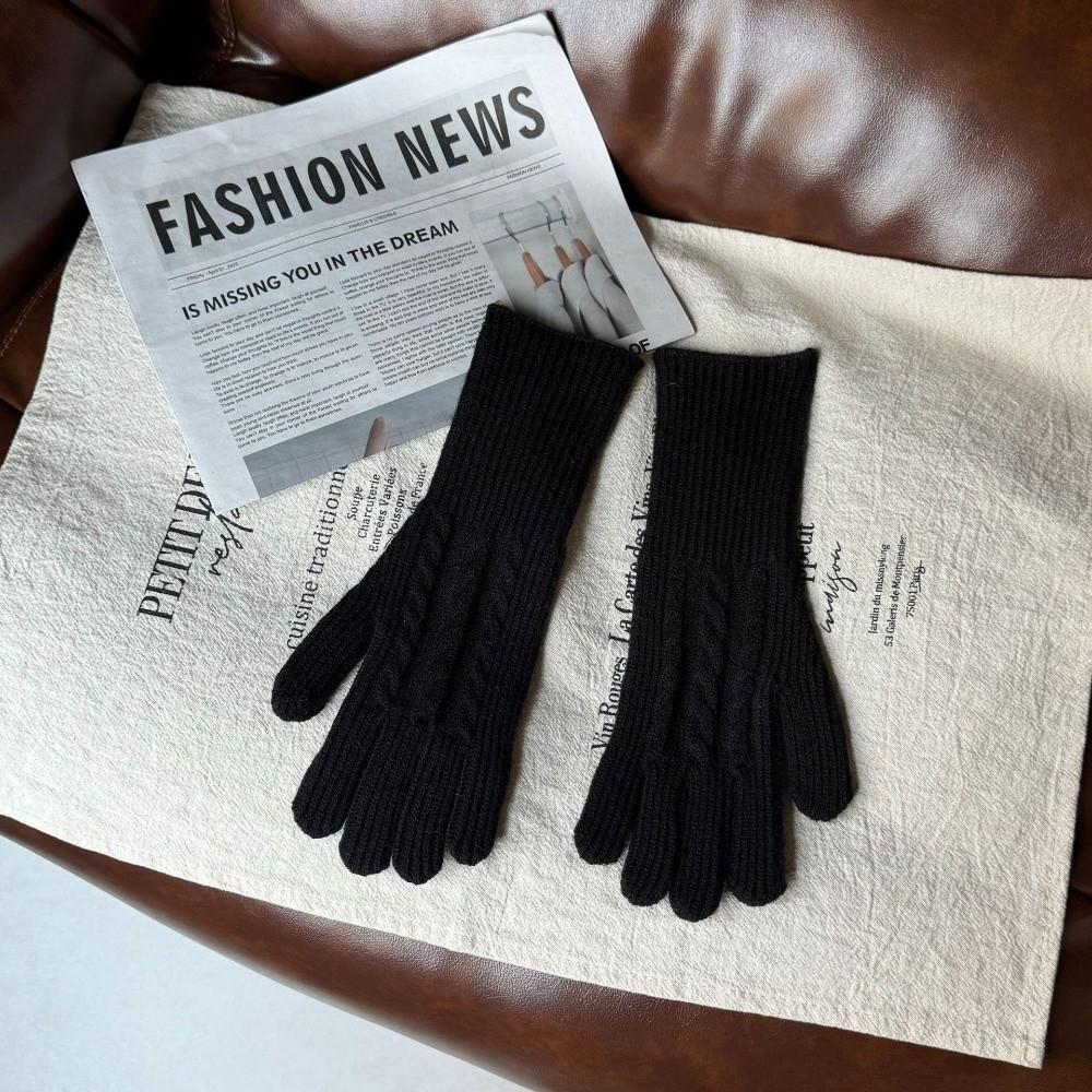Touch Screen Wool Gloves Solid Color Ski Gloves Full Finger Gloves  Winter Outdoor Activities